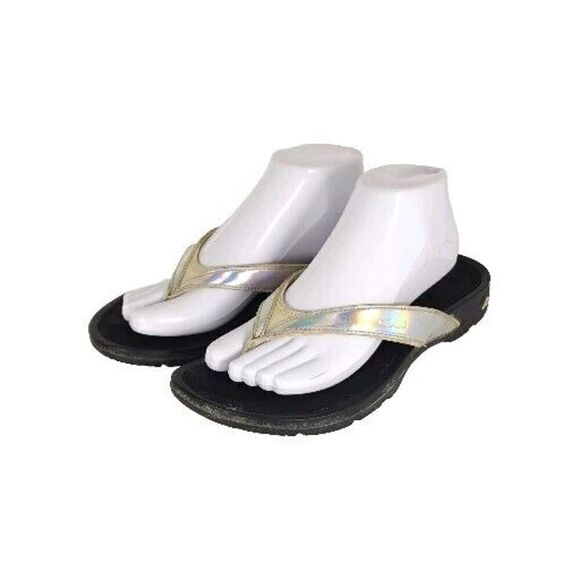 Abeo Women's Alea US9N Silver Thong Neutral Footbed Slide Thong Flip Flop Sandal - Picture 1 of 16